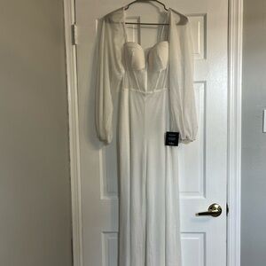 Lulu's White Flare Jumpsuit
